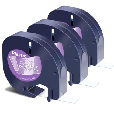 Imagem de Colou-Store Substituição de etiqueta compatível com 3 pacotes para DYMO LetraTag Refil Fita transparente LT Pastic 16952 para DYMO LetraTag 100H LT-100T Plus LT110T QX50 etiquetadores, 12 mm x 4 m