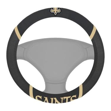 Imagem de NFL New Orleans Saints Capa para volante bordada, preta, diâmetro universal de 38 cm