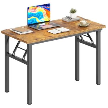 Imagem de DlandHome Mesa de computador dobrável pequena de 80 cm para escritório em casa, mesa dobrável para pequenos espaços, mesa de estudo, mesa de laptop, sem necessidade de montagem, preta (retrô)