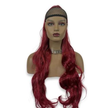 Imagem de Rabo de Cavalo Liso Ondulado Modelo Rayna Estylo Mulher - Bio Fibra Premium 75cm, 180g, Textura de Cabelo Humano - Rede com Elástico Ajustável e 2 Grampos de Fixação para Praticidade e Estilo