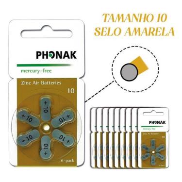 Imagem de 60 Pilhas/Baterias PHONAK para Aparelho Auditivo - tamanho 10 - SELO A