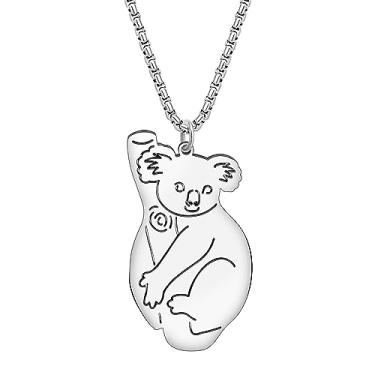 Imagem de DALANE Colar de aço inoxidável com urso fofo e coala, pingente moderno, banhado a ouro 18 k, joias de animais, presentes de coala, presentes para mulheres e meninas, Medium, Aço inoxidável, Sem Pedra