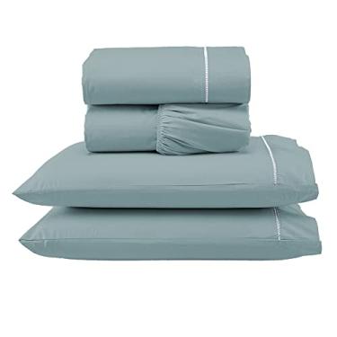 Imagem de Jogo Lençol Percal 400 Fios Ponto Palito Cama Queen 4 peças (Dublin)