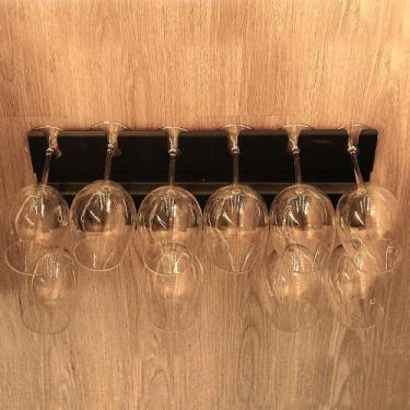 Imagem de Suporte Porta Taças de Teto para 12 taças 52X21 Cm Preto - Maxx Diamon