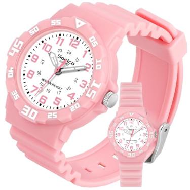 Imagem de SOCICO Relógio analógico infantil para meninos e meninas, impermeável, com pulseira macia, relógio de pulso com tempo de aprendizagem, fácil de ler, para crianças de 3 a 12 anos