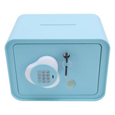 Imagem de Caixa de poupança de dinheiro, cofrinho de plástico com desbloqueio por impressão digital, senha e chaves, banco de dinheiro eletrônico de grande capacidade para meninos e