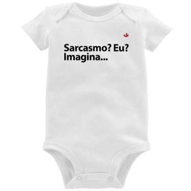 Imagem de Body Bebê Sarcasmo Eu Imagina... - Foca na Moda, Branco, GG