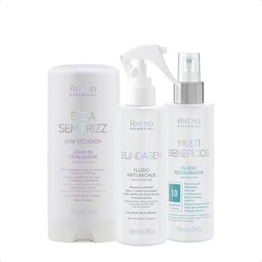 Imagem de Linha Amend Essencial para Cabelos Danificados com Frizz Fluído Restaurador Multibenefícios + Seca Sem Frizz + Fluído Antiumidade