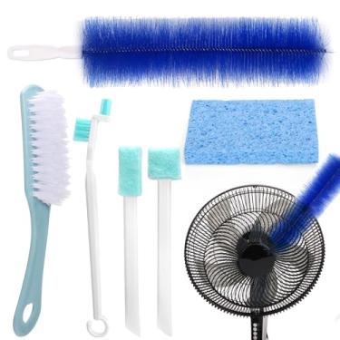 Imagem de XANGNIER Conjunto de ferramentas de escova de limpeza de ventilador, 6 peças de limpador de ventilador para ventilador de pé, escrivaninha, escapamento de janela, caixa, oscilação, piso, clipe, parede