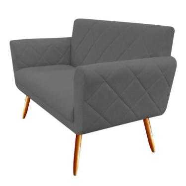 Imagem de Namoradeira Decorativa Sabrina Suede Cinza Pés Madeira Ms Decor - Mans