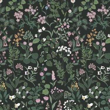 Imagem de Dimoon Papel de parede de 43 cm x 192 cm, papel de parede floral, arte de parede, compatível com locatário, impermeável, atualizado, autoadesivo, em relevo, papel de parede, verde, rosa, cozinha