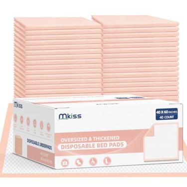 Imagem de MKISS Protetores De Cama Grandes 40" X 60" (40 Unidades), Ultraabsorventes Alta Resistência, Descartáveis Para Adultos, Crianças, Bebês, Idosos E Animais Estimação