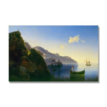 Imagem de Impressões em tela famosas. "Coast 33.0 cm de Ivan Aivazovsky, reproduções de arte clássicas, arte em tela de paisagem para decorações de quarto e escritório doméstico. 40 x 65 cm - 15,7 x 25,6 pol