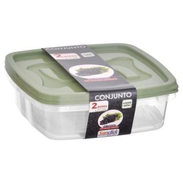 Imagem de Conjunto Com 2 Potes Quadrados Graduados Para Alimentos 1,7L - Plástic