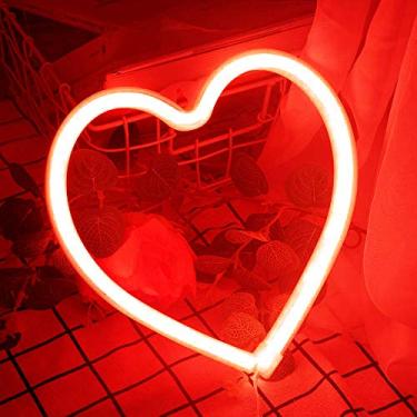 Imagem de LINJIA Love Neon, Dia dos Namorados Night Light Heart Neon logótipo LED Decoration Night LIGHT USB/Battery Birthday Party Room Decoration (vermelho)