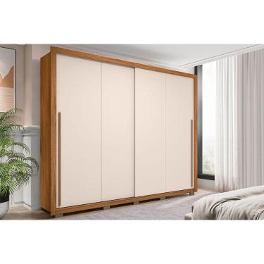 Imagem de Guarda Roupa Casal 2 Portas de Correr e 4 Gavetas Praticus Freijo/Off White - Caemmun