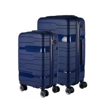 Imagem de Kit 2 Malas de bordo 10KG + Mala de Viagem 23KG Polipropileno Com Rodas Giratórias (Azul)