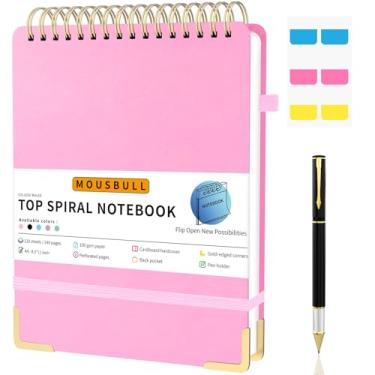 Imagem de Mousbull Caderno espiral superior A4, grandes blocos de esteno encadernados na parte superior, 240 páginas, papel pautado de 100 g/m², caderno para canhotos para trabalho, escola, reunião - rosa, 21,6