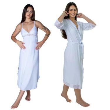 Imagem de Kit Camisola Robe Longo Sensual Renda Conforto Feminino Luxo - NoBrand