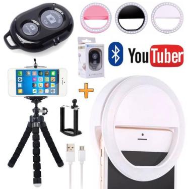 Imagem de Kit Youtuber Tripé Celular Smartphone Universal + Luz Ring Light Led F