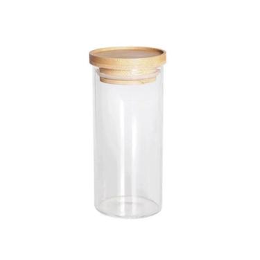 Imagem de Porta Tempero Vidro com Tampa Bambu Hermético 150ml Cozinha - FULL FIT