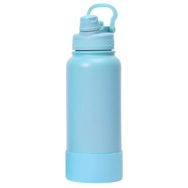 Imagem de Garrafa Térmica de Água 1 Litro com Alça Garrafinha 2 em 1 com Canudo e Saída Livre em Inox e Sistema Térmico a Vácuo (Azul Claro)