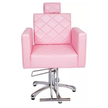 Imagem de Cadeira Poltrona De Salão De Beleza Cabeleireiro Hidráulica Evidence Encosto Fixo (Rosa)
