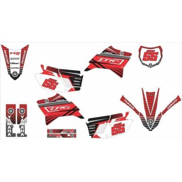 Imagem de Kit Adesivo Moto Cross Trilha Ttr 230 Preto Vermelho Lm153