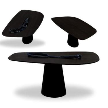 Imagem de Mesa de Jantar Cone Oval Organica flower 198x122cm Madeira Ébano - Mod
