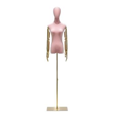 Imagem de Mannequin Manequins para exposição de roupas, torso feminino de veludo com altura ajustável de 65 a 71 polegadas, para vestidos de noiva e camisetas(Pink,Medium)