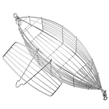 Imagem de QANYEGN Gaiola de isca de pesca, gaiola de atração de aço inoxidável, suporte para alimentador de cesta de armadilhas para pesca de carpa para iscas de peixe de caranguejo de camar (Extra grande)