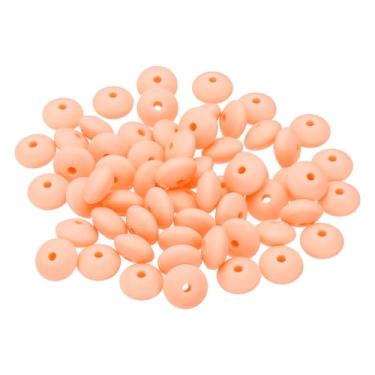 Imagem de PATIKIL Contas de silicone de 12 mm, 60 peças de contas de silicone a granel abaco espaçador contas de lentilha focal bonito para canetas, chaveiro, pulseiras, colar, pêssego