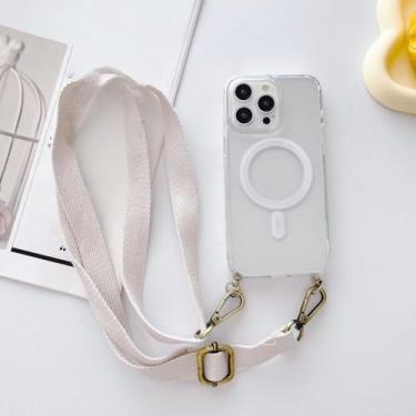 Imagem de Capa com alça magnética para Xiaomi 14T 14T 13T, Redmi Note 13 Pro POCO X6 M6 Pro, à prova de choque, com cordão transversal, capa transparente, branca, para Mi 15 Pro