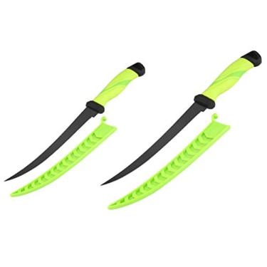 Imagem de Faca de filé de pesca, facas de nível profissional para filetes de peixe e desossar carne, lâmina de revestimento antiaderente de aço inoxidável afiada, aderência antiderrapante confortável (combo de