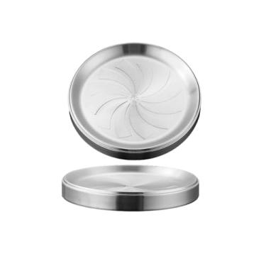 Imagem de Prato de camada dupla de sobreposição de aço inoxidável acompanhamentos requintados comerciais - prata 20 cm