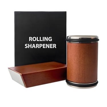 Imagem de KiiKiiPaNa Kit de amolador de facas giratórias com pedra de amolar de diamante para cozinha doméstica, cozinha de restaurante, ao ar livre – os melhores utensílios de cozinha. Afiador de facas