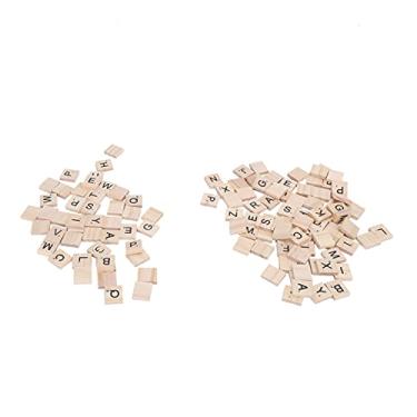 Imagem de 100 peças de telhas de madeira, telhas de ortografia de madeira pingentes de artesanato para decoração de presente de madeira faça você mesmo