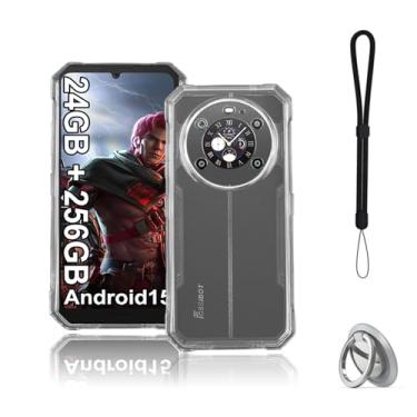 Imagem de NOUKAJU Capa para Fossibot F109S/F109, capa protetora de TPU, função de suporte, suporte ajustável, antiqueda, à prova de choque, capa protetora para Fossibot F109S (transparente)