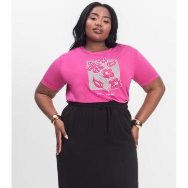 Imagem de Camisa Manga Curta Plus Size Secret Glam Rosa, Plus G3, Rosa