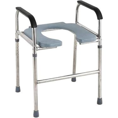 Imagem de Assento De Vaso Sanitário Portátil, Cadeira De Cômoda, Cadeira De Cômoda Ajustável Em Altura Vaso Sanitário De Serviço Pesado, Banheiro De Luxo De Aço Inoxidável Médico 3 Em 1 Cômoda Sobre