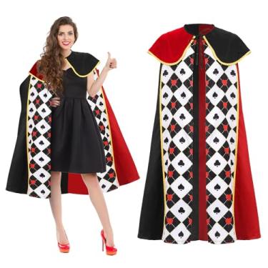 Imagem de Pigmiss Roupão feminino da rainha de copas, vermelho, preto, cosplay, fantasia para adultos, roupas de Halloween