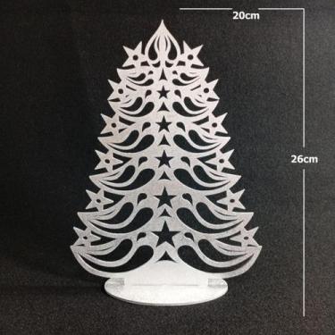 Imagem de Árvore de Natal Minimalista Vazada com estrelas na cor prata em mdf de