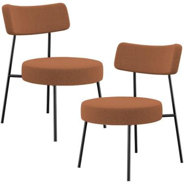 Imagem de Kit 02 Poltronas Decorativas Para Sala De Estar Base Fixa Londres L02 Bouclê Terracota - Lyam