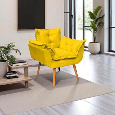 Imagem de Poltrona Alice Decorativa Para Sala Cadeira Reforçada Para Recepção Manicure Clínica Sala De Espera Consultório Escritório Pé Castanho - Clique & Decore (Amarelo)
