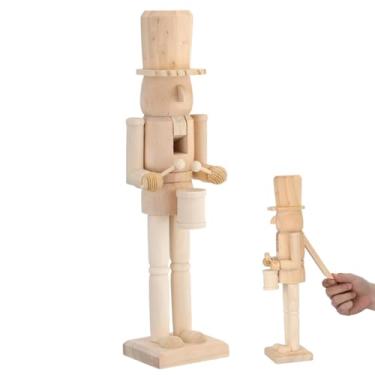 Imagem de Ipetboom Enfeite de soldado quebra-nozes inacabado DIY – Figura de artesanato em branco de 38 cm, decoração de Natal, bonecos de quebra-nozes de madeira para pintar para adolescentes e adultos que