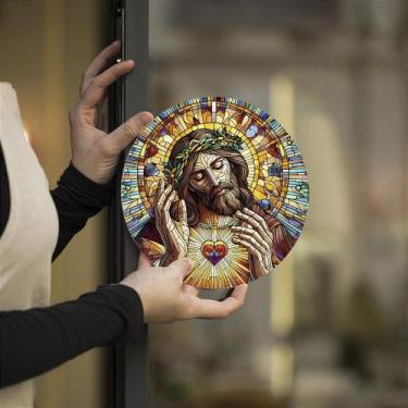 Imagem de Placa Decorativa Quadro em MDF 20 Cm Sagrado Coração de Jesus - Espess