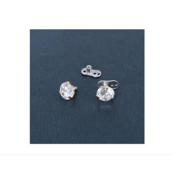 Imagem de Piercing Microdermal Zirconia Pedra Cristal 3Mm Aço Dourado