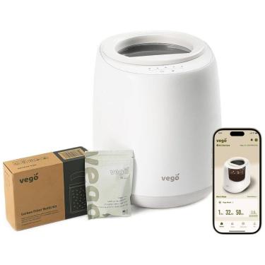 Imagem de Composteira Elétrica de Cozinha 4L para Ambientes Internos com 5 Modos, Inteligente Baseada em Peso e Aplicativo, 110V, Vego, Branca