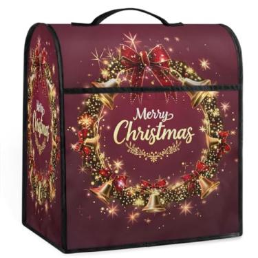 Imagem de Capa para misturador Kitchen Aid compatível com 6 a 8 quartos de Natal sino vermelho capa protetora contra poeira com bolso com zíper acessórios de eletrodomésticos bolsa organizadora decoração de