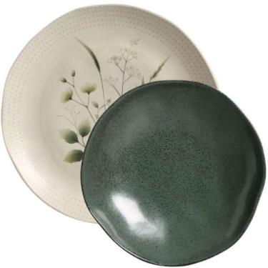 Imagem de Kit Prato Raso 26,5cm e Fundo 21cm Ammi Arauco Cerâmica Porto Brasil F